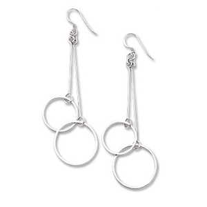 Long 2-Circle Shiny Dangle Earring